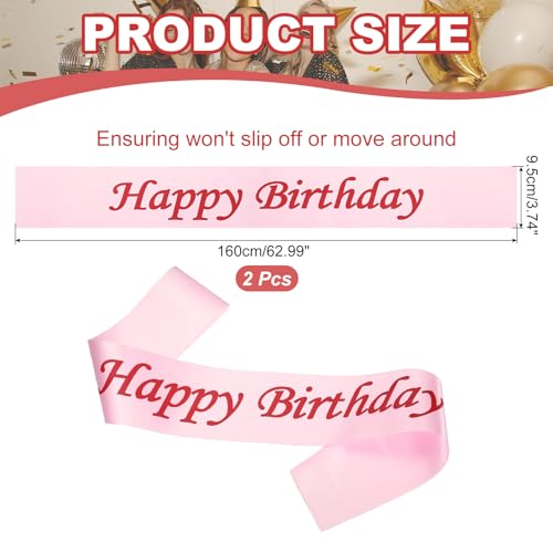 PATIKIL Pink Birthday Girl Satin Sash 2-Pack for Women Party Decorations