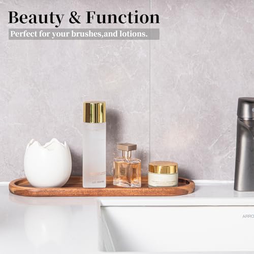 MZROO Acacia Wood Bathroom Tray - 13.7" Countertop Organizer Caddy