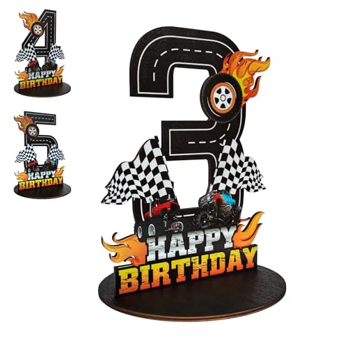 Truck 3rd Birthday Number Sign - Wooden Table Centerpiece Decoration