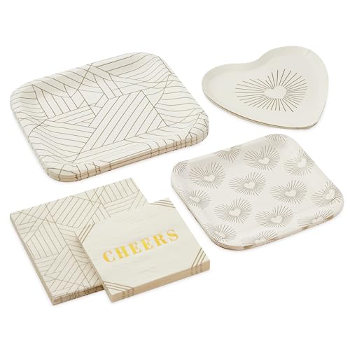 Hallmark Gold and Ivory Party Supplies Set for 16 Guests