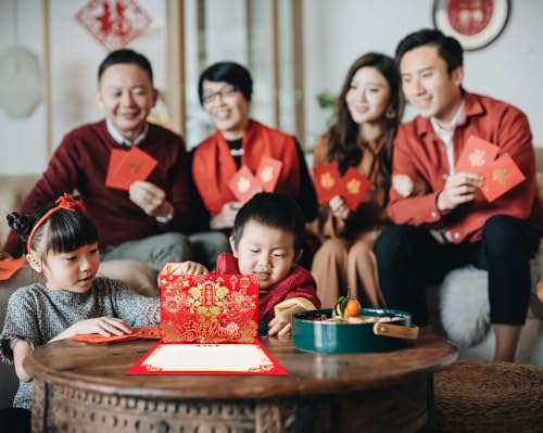 JUESMOS 2026 Year of The Horse 3D Pop Up Chinese New Year Greeting Card with Envelope