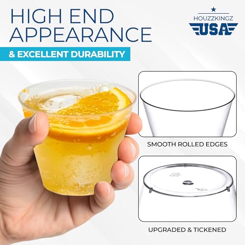 HOUZZKINGZ 5 oz Clear Plastic Cups - Disposable Water & Cocktail Glasses