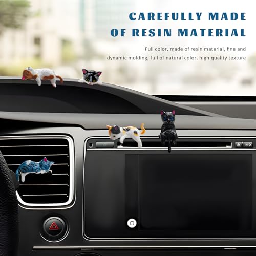 5 PCS Cute Resin Cat Car Dashboard Decorations & Mini Kitty Ornaments