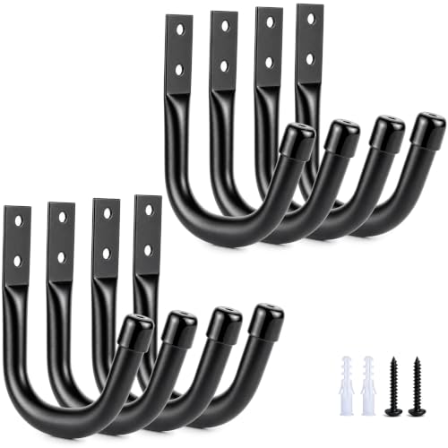 8-Pack Heavy Duty Metal Wall Hooks for Garage Storage, Black | LUPYJI