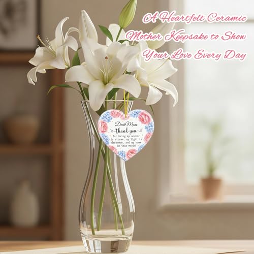 Thank You Heart-Shaped Ceramic Ornament for Mom - Heartfelt Mother's Day Gift - Variation 1-1