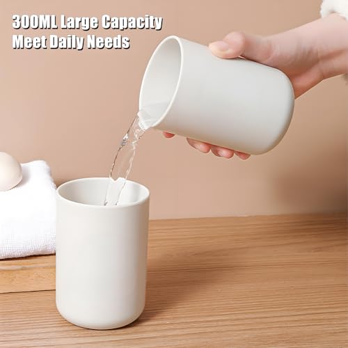 HUAMIAODI 2-Piece Bathroom Toothbrush Holder Tumbler Set, 300ml Plastic Cups
