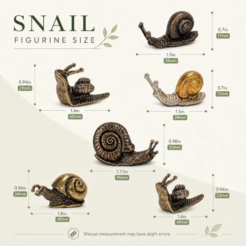 5 Piece Antique Brass Snail Statue Set for Home Decor