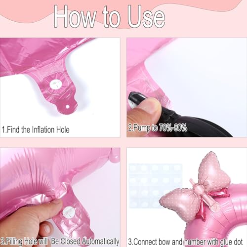 40-Inch Pink Number 8 Balloon with Bow for Birthday Parties