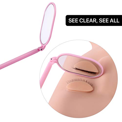 Pretty Memory Lash Extension Mirror - 270 Degree Rotating Pink Tool