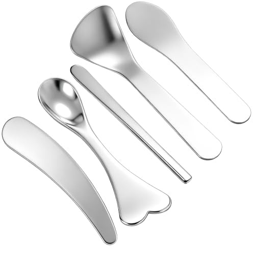 5 Pcs Stainless Steel Cosmetic Spatula Mini Makeup Scoop Applicator