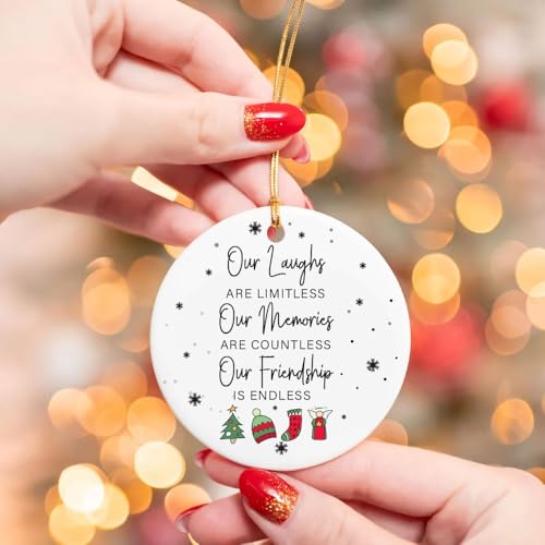 Friend Christmas Ornament L25 – Double Sided Ceramic Friendship Keepsake