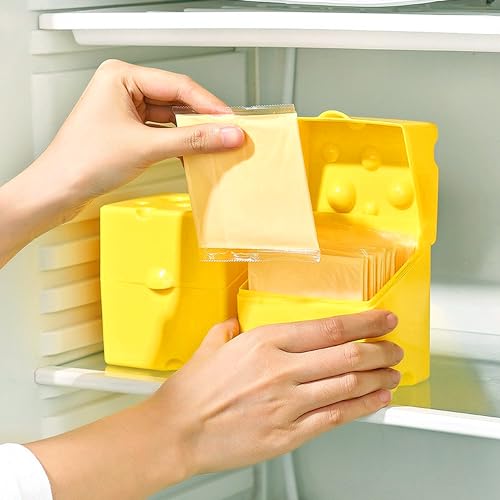 CREHNIL Cheese Slice Storage Container - Yellow ABS Fridge Keeper