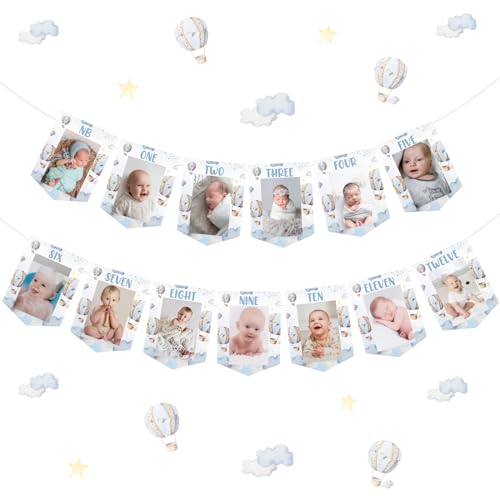 Hot Air Balloon 1st Birthday Photo Banner - Mr. Onederful Decor