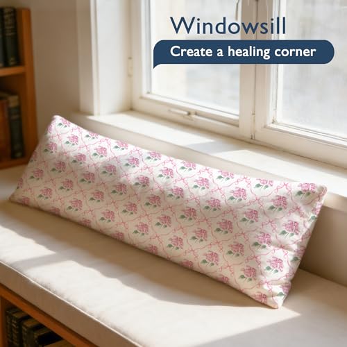Coquette Pink Ribbon Bow Hydrangea Body Pillow Cover 20x54