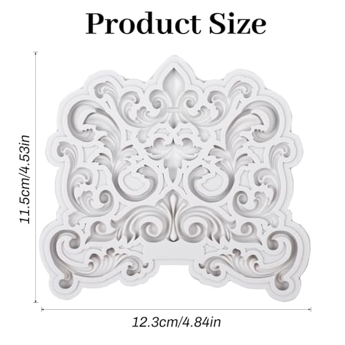 Baroque Scroll Lace Silicone Mold for Fondant Cake Decorating and DIY Crafts