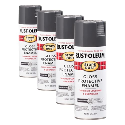 Rust-Oleum Stops Rust Gloss Spray Paint 12 oz Charcoal Gray Pack of 4 - Rust Prevention & Durable Finish