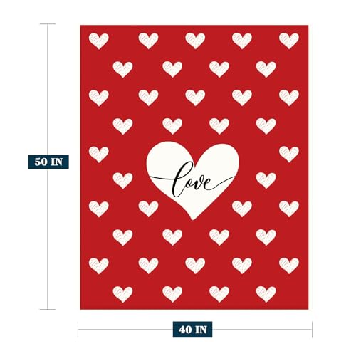 YeeJu Valentine's Day Kids Throw Blanket - Red Heart Fleece 40x50