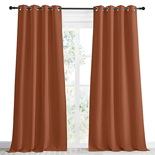 NICETOWN Burnt Orange Blackout Curtain Panel, 55" x 96"