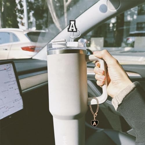 Personalized Letter A Straw Cover & Charm for Stanley Tumblers