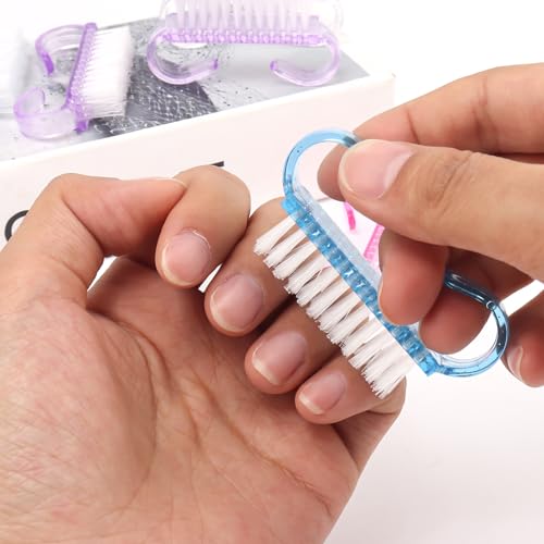 Mekupeu 4 Pcs Mini Handle Grip Nail Brushes for Fingernails and Toes