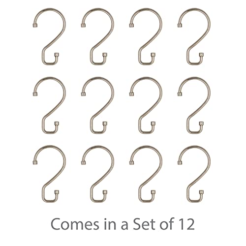Bath Bliss S-Hook Shower Curtain Rings - 12 Pack, Satin Finish