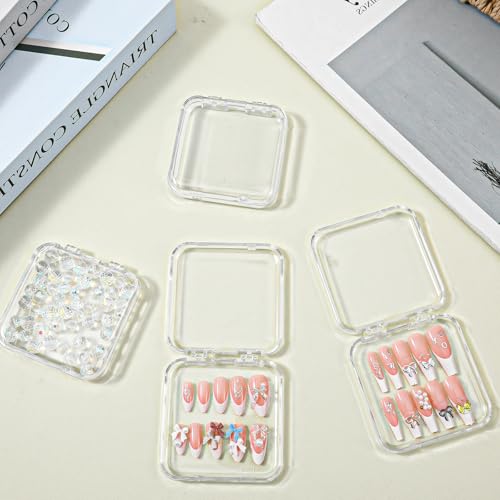 8 Clear Acrylic Press-On Nail Containers with Tape Set