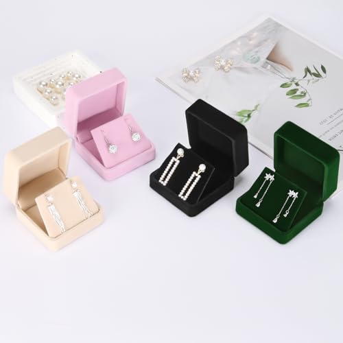 KUKUVR Velvet Earring Storage Box - 2 Pcs Small Jewelry Organizer