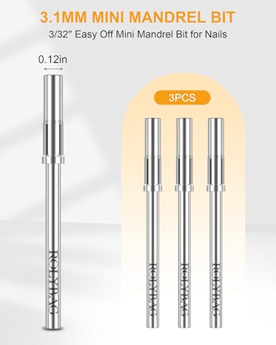 Rolybag Mandrel Nail Drill Bit for Sanding Bands 3/32 Inch 3 Pcs