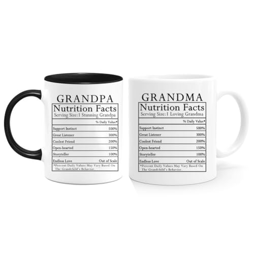 Grandparents Gifts Mug Set - Best Grandma and Grandpa Coffee Cups - 11 oz - Variation of Best Grandparents Gifts