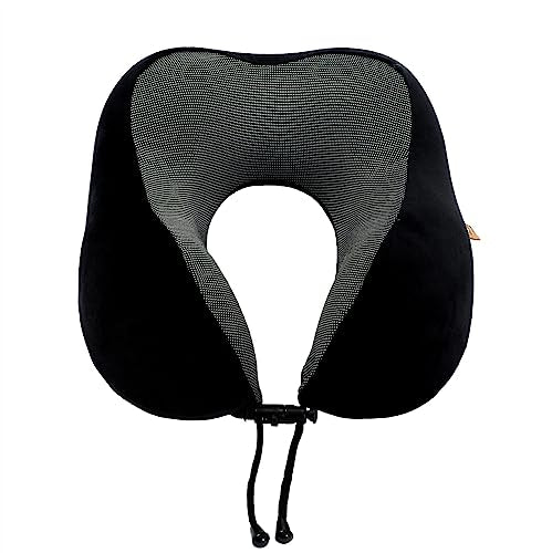 Makimoo Black Memory Foam Travel Pillow with 360° Support