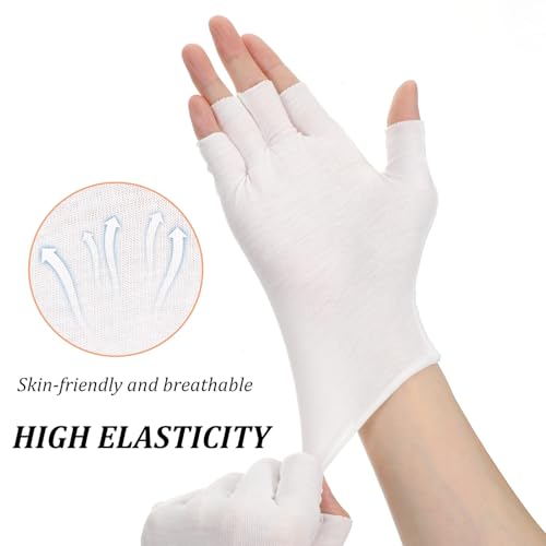 ADLABLD 4 Pairs Fingerless Cotton Moisturizing Gloves for Dry Hands Eczema