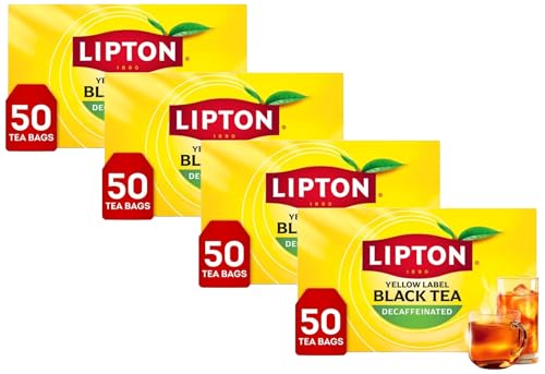 Lipton Decaf Black Tea Bags - 50 Count (Pack of 4) - Caffeine Free