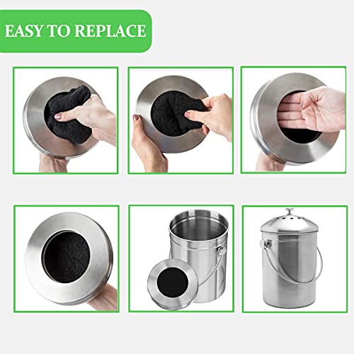 7 Pack Activated Charcoal Compost Bin Filters - Odor Absorbing Replacement Sheets