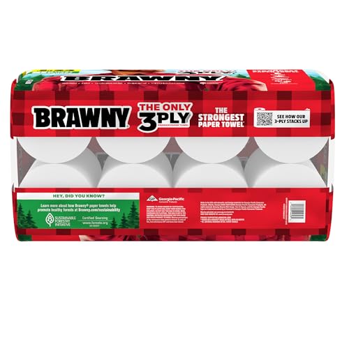 Brawny 3-Ply Tear-A-Square Paper Towels - 8 Triple Rolls