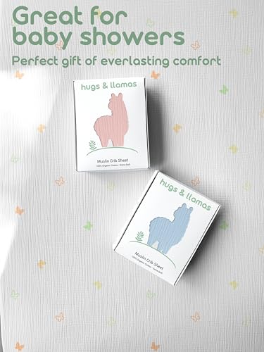 Hugs & Llamas Organic Cotton Muslin Fitted Crib Sheet - Breathable & Soft