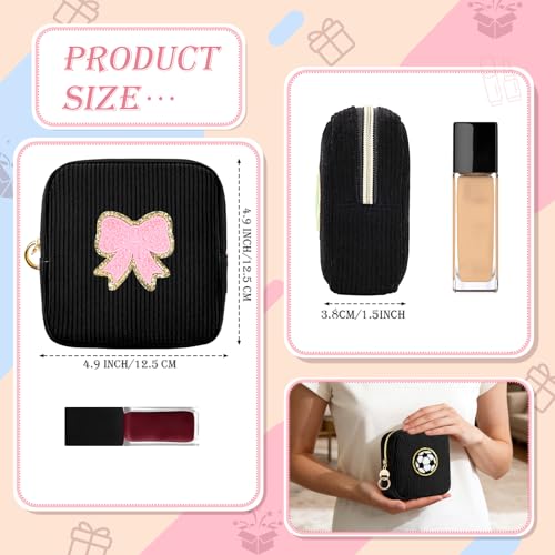 Personalized Corduroy Small Makeup Bag Portable Travel Toiletry Pouch Soccer
