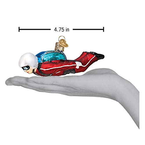 Skydiver Glass Blown Christmas Tree Ornament - Handcrafted Holiday Decorations