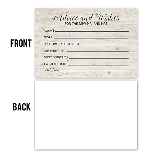 Rustic Wedding Advice and Wishes Cards 4x6 Inch - Pack of 50