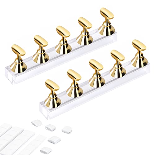 Etercycle Magnetic Nail Practice Stand Holder with Adhesive Putty Gold