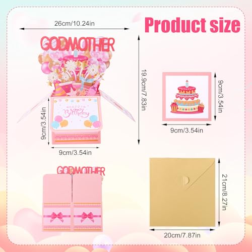 Happy Birthday Godmother Pop Up Card - 3D Greeting Card Gift
