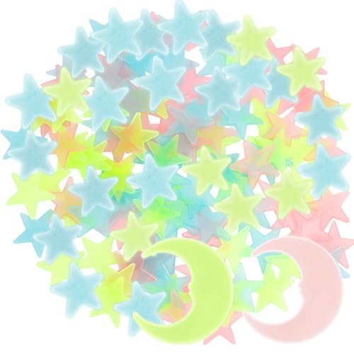 200 Pcs Glow in the Dark Stars & 2 Moons Wall Stickers for Kids' Rooms