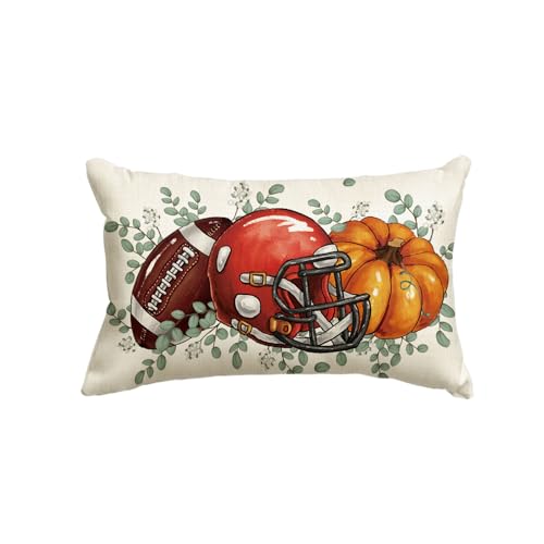 Fall Pumpkin Throw Pillow Cover 12x20 Inch - Eucalyptus Leaves