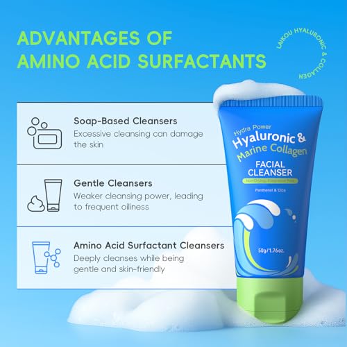 Easilydays Hyaluronic Acid & Collagen Facial Cleanser - Hydrating Amino Acid Gel-to-Foam Face Wash for Deep Cleansing and Oil Balance