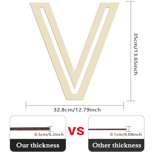 14-Inch Unfinished Wooden Letter V - Durable Plywood Cutout for DIY Decor