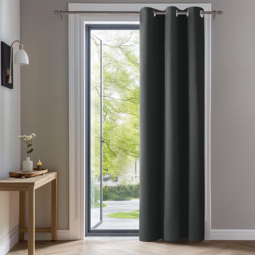 Deconovo 95 Inch Blackout Curtains - Dark Grey Grommet Drapes