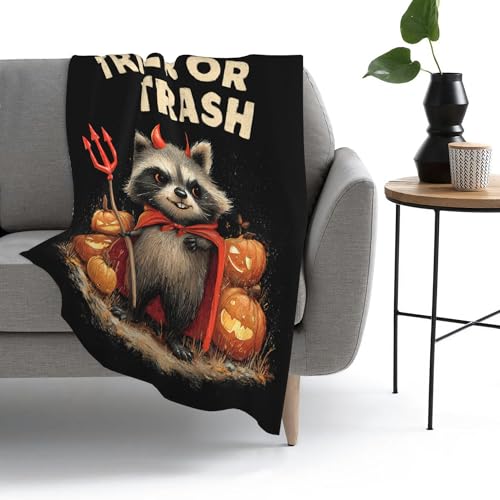Halloween Raccoon Throw Blanket - Soft Flannel for Kids & Adults, 40" x 50"