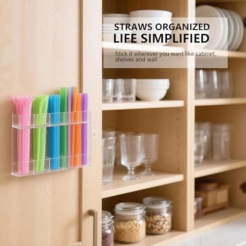 Ortarco Acrylic Straw Holder Organizer for Cabinet Door with Drainage
