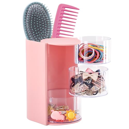 3-Layer Rotating Hair Accessories Organizer - Pink