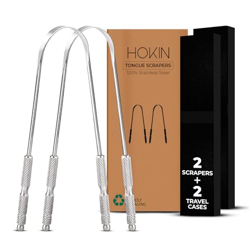HOKIN Stainless Steel Tongue Scraper - 2Pack Oral Care & Bad Breath Solution