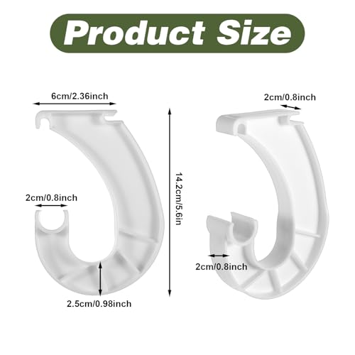 Josojoou 2-Pack J-Shaped Closet Rod Support Brackets - White PP Plastic